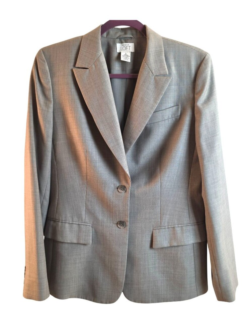 Ann Taylor LOFT Wool Blend Gray 2 Button Blazer Women Size 6 Career Jacket